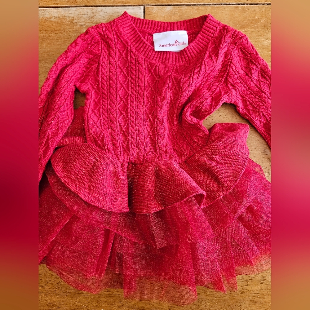 American Girl Red Cable Knit Christmas Dress